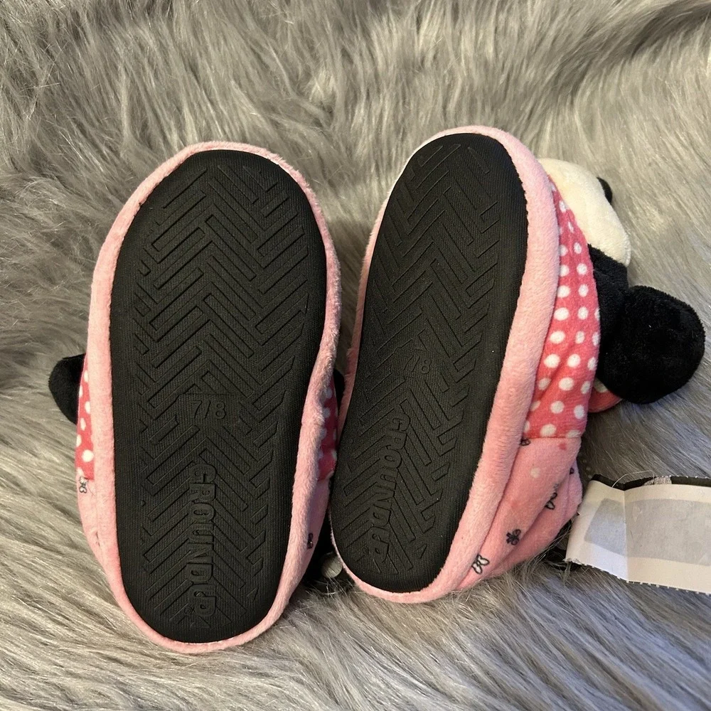 Ground Up Disney Minnie Mouse Plush Slippers Toddler Girls‎ Size 7-8 Pink Shoes